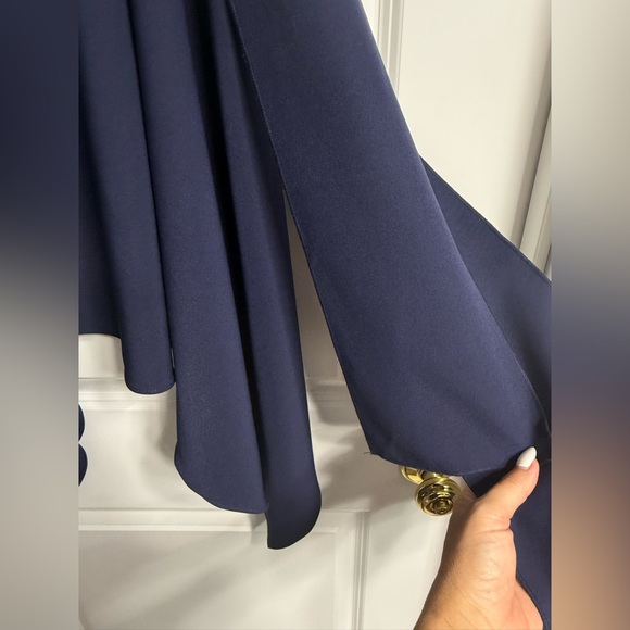 EUC Gracia Drapery Sleeveless Out Shell Navy Blue Poncho Top Size Small - Picture 5 of 12